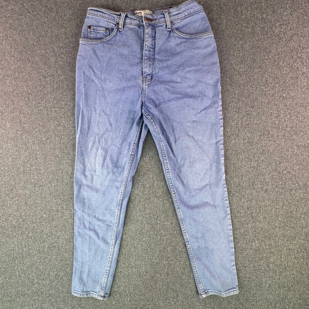 Wranco Jeans Women 28 Stretch Light Blue High Rise Tapered Slim Fit Denim